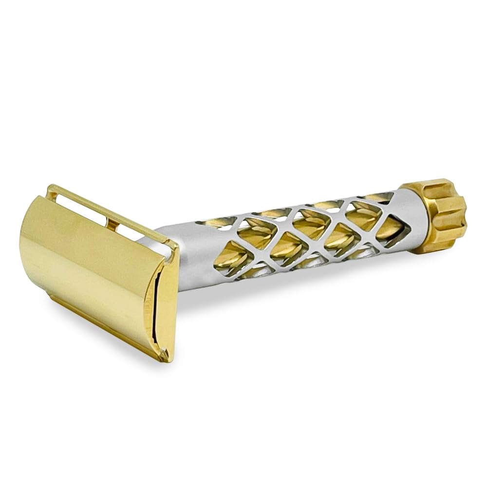 The Goodfellas’ Smile Valynor Double Edge Safety Razor – CNC Machined Brass Head & Brass/Aluminum Handle – 0.8mm Neutral Gap for Smooth, Close & Comfortable Shaves – Artisan Crafted in Italy