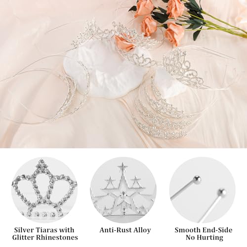 16-Piece Silver Rhinestone Tiara Set for Weddings, Proms & Parties