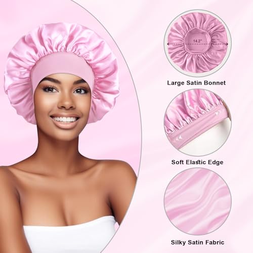 Extra Large Satin Silk Hair Bonnets for Sleeping - 2 Pack