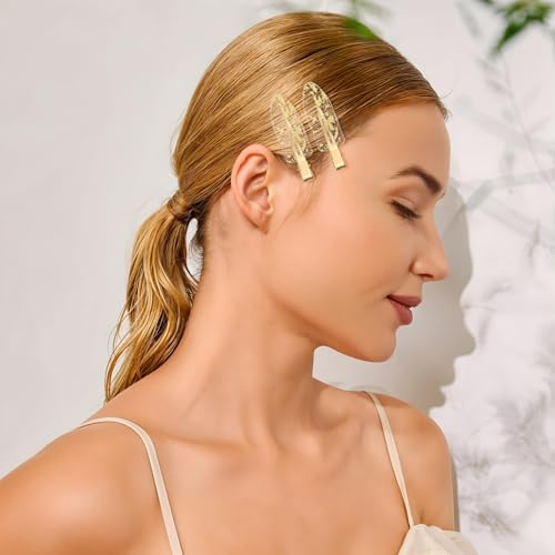 8 Pcs No Crease Hair Clips - Glitter Gold Hair Accessories for Makeup