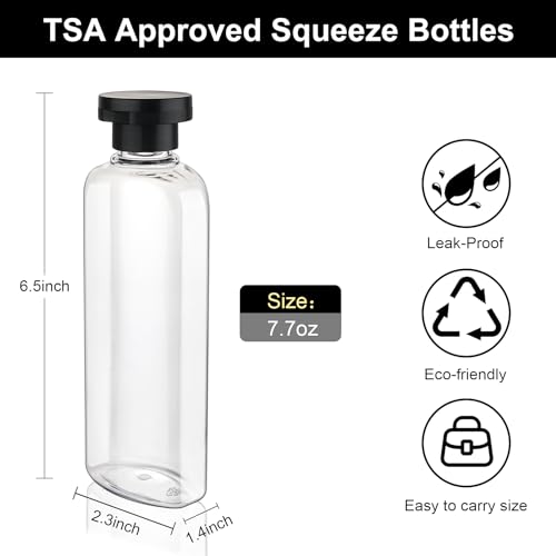 Wowang 7.7oz Travel Shampoo & Conditioner Bottles 9 Pack Leak-Proof Refillable Containers