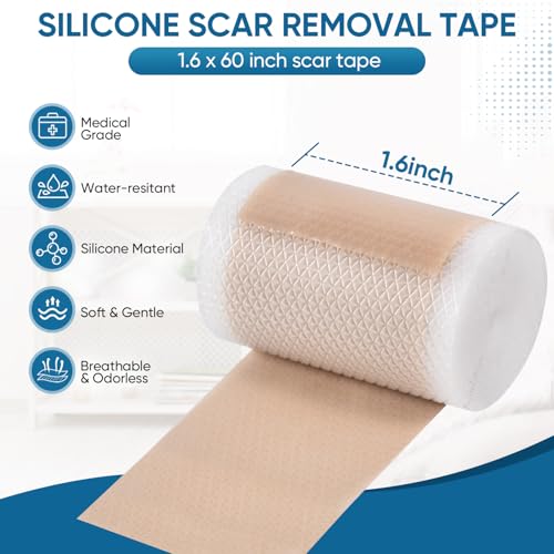 KISEER 2 Rolls Silicone Scar Sheets 1.6 x 60 Inch for Scar & Keloid Removal