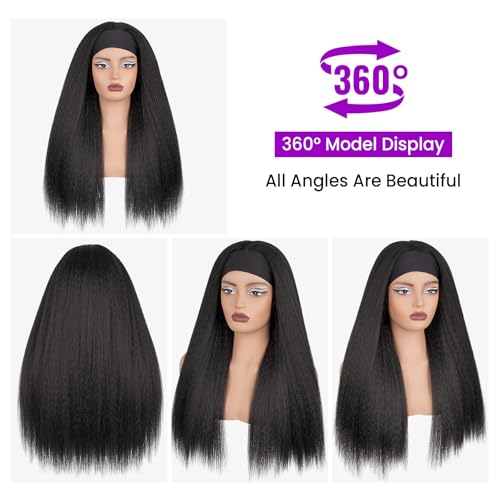 Looxey Kinky Straight Headband Wig - Glueless Synthetic Yaki Half Wig