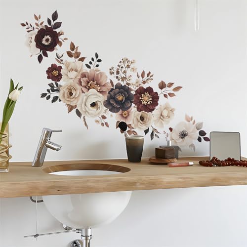 Removable Peony Rose Flower Wall Stickers for Home Decor