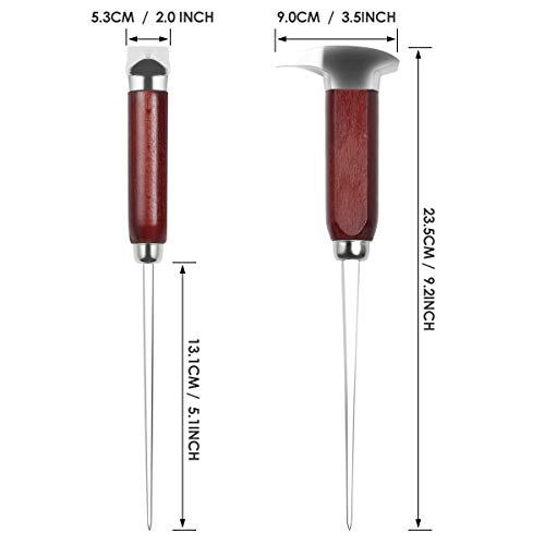 Professional Dual-Point Ice Pick - Heavy Duty Stainless Steel with Wood Handle