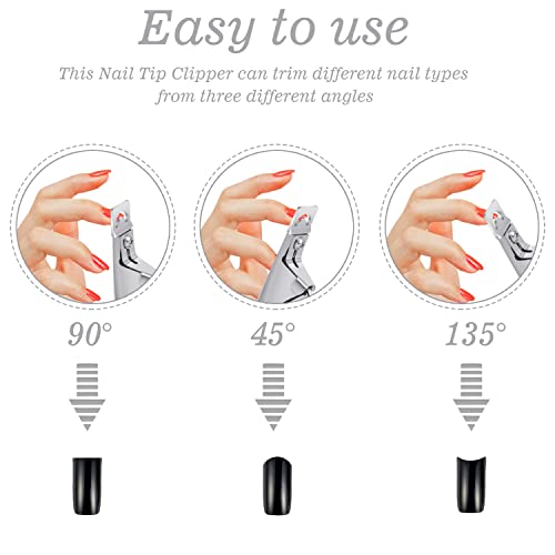 SUMAJU Professional Acrylic Nail Clipper - Ergonomic Stainless Steel with Curved Handle