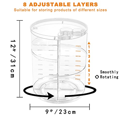 Rotating Makeup Organizer with Adjustable Layers & Brush Holder