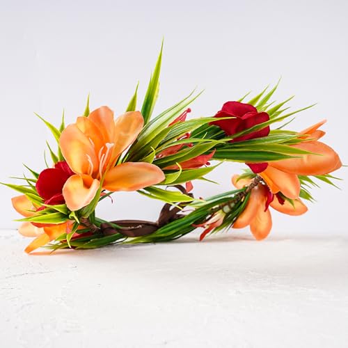 Hawaiian Flower Crown - Tropical Silk Floral Headband for Parties