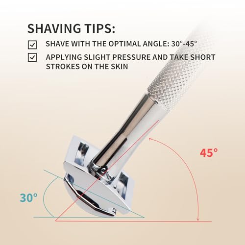 Gearhub 3-Piece Double Edge Safety Razor - Stainless Steel Silver Shaver