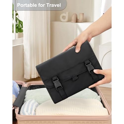 Relavel Travel Hanging Toiletry Bag for Men Women Travel Kit Shaving Bag Waterproof Large Makeup Bag Wash Bag Makeup Organizer Cosmetic Case for Bathroom Shower Black