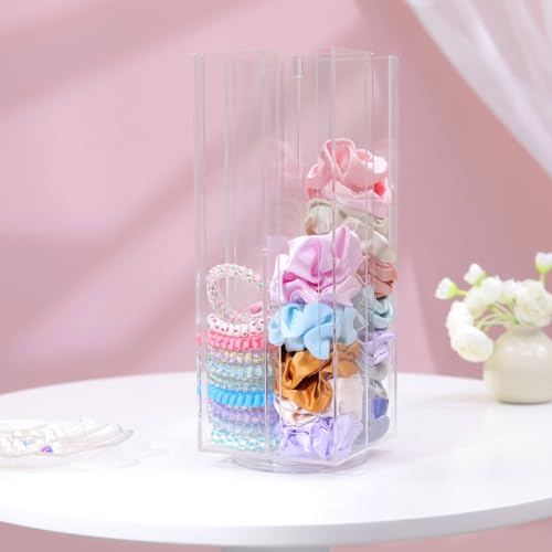 OAOLEER 4-Tier Acrylic Scrunchie Holder, Rotating Hair Accessory Organizer