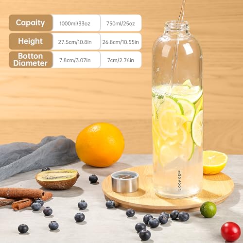 32 oz Glass Water Bottle with Neoprene Sleeve - Leakproof & BPA Free