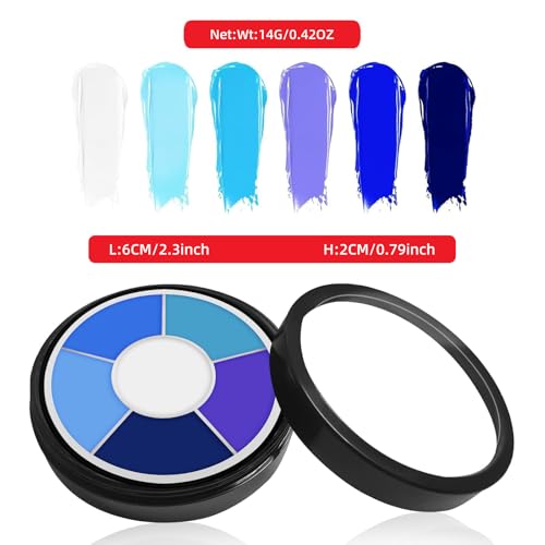 Js2U ZW Blue Face & Body Paint Palette - Vibrant, Washable Halloween Cosplay SFX Makeup