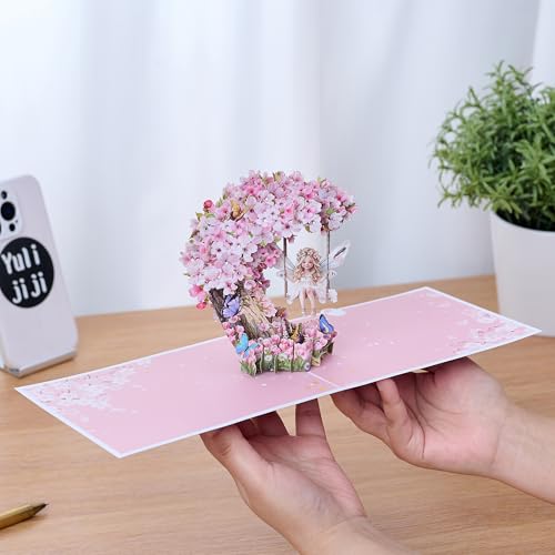 3D Pop-Up Fairy Birthday Card with Rhinestones - Handmade Gift