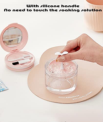 Pink Denture & Retainer Bath Case with Mirror, Strainer Basket & Travel Storage