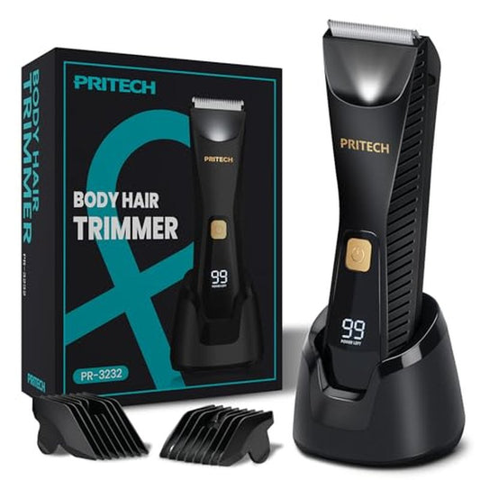 PRITECH Manscape Body Hair Trimmer - Waterproof Pubic Hair Ball Trimmer, Ceramic Blade Shavers Electric Razors for Men with USB-C Charging, Wet/Dry Use, Nick-Free Mens Grooming Kits, Gifts for Men