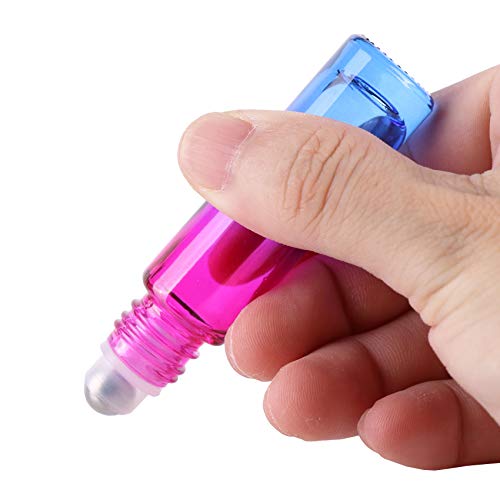inice 24 Pack Gradient Color 10ml Essential Oil Roller Bottles with Metal Caps