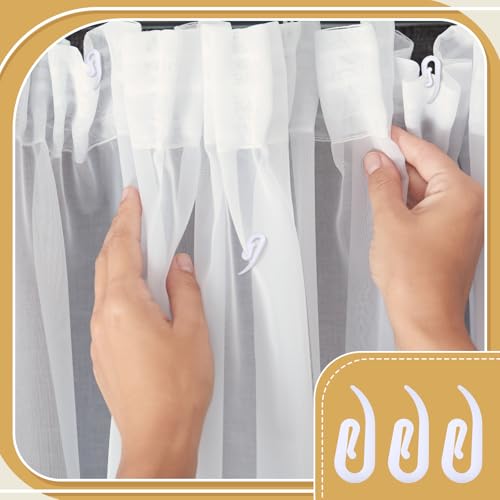 300 Pcs White Plastic Curtain Hooks for Drapes & Shower Curtains