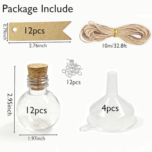 12 Mini Plastic Potion Bottles with Corks & Accessories Set