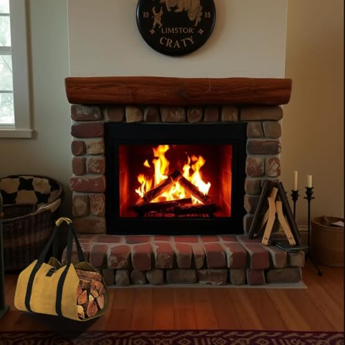 Heavy Duty Canvas Firewood Carrier Bag - Large Log Capacity, Waterproof