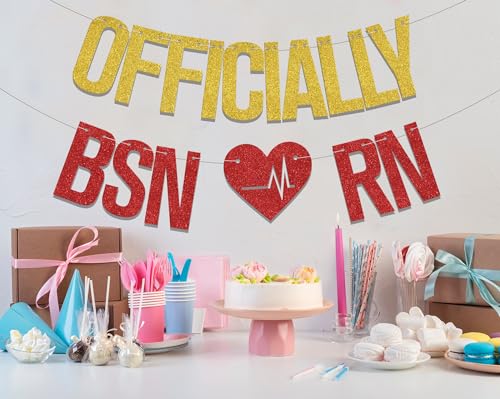 Officially BSN RN Banner for Nurse Graduation Party Decorations