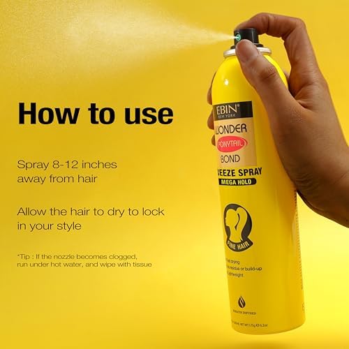 EBIN NEW YORK Wonder Ponytail Bond Freeze Spray - Extra Mega Hold for Fine Hair, 8oz