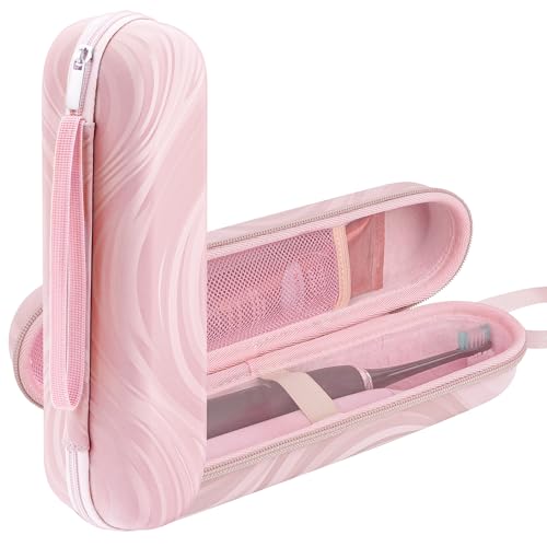 TOCCOOL Electric Toothbrush Travel Case - Portable Holder for 2 Brushes (Pink)