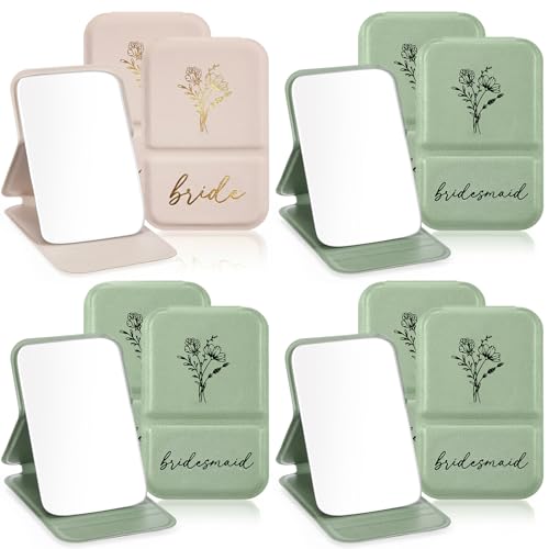 Novabright 8-Pack Bridesmaid Proposal Compact Mirrors, Floral Gold Set