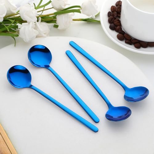 TEAHAHA 8 Pcs Stainless Steel Coffee Spoons Set, 5.3-Inch Mini Espresso Spoons for Tea, Sugar & Ice Cream