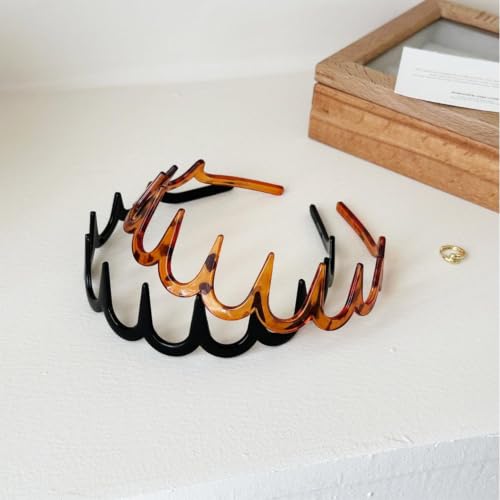 2-Pack Zigzag Headbands for Women - Non-Slip U-Shaped Hair Accessories
