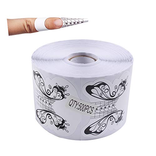 BeautyLeader 500Pcs Nail Form Guide Sticker Roll for Acrylic UV Gel Nail Art Butterfly Design