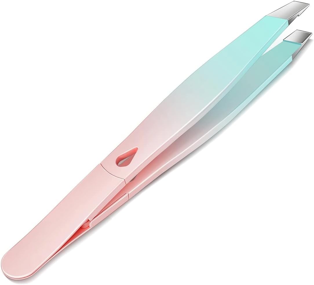 Professional Precision Eyebrow Tweezers - Stainless Steel Slanted Hair Removal Tool for Men & Women | Ideal for Facial Hair & Ingrown Hairs