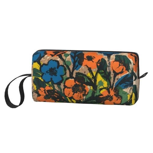 OLUSENMO Floral Print Makeup Bag - Compact Padded Travel Organizer
