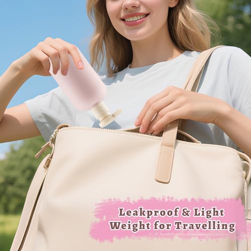 6-Pack 10 oz Refillable Pink Plastic Pump Bottles for Travel and Bathroom