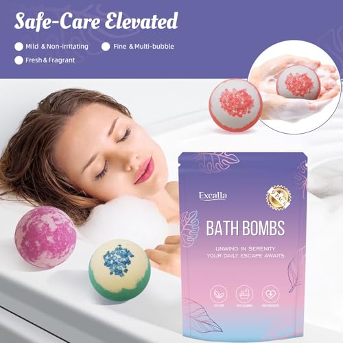 Excalla 9-Pack Shea & Cocoa Butter Bath Bombs for Relaxing Spa Bath Gift Set
