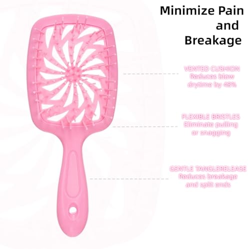 Olportkah 6-Piece Pink Hair Brush Set with Detangling Brush & Spray Bottle