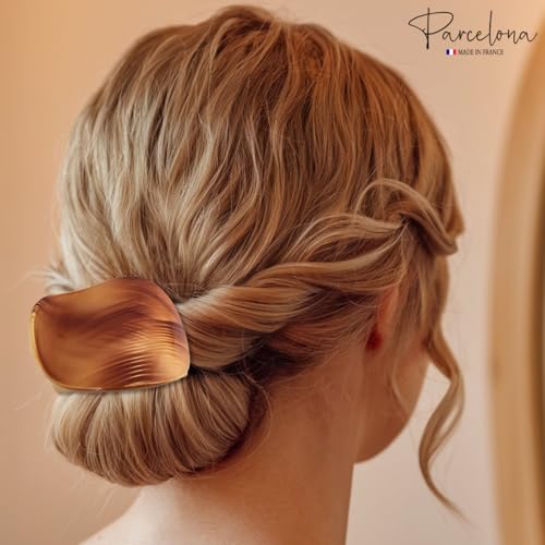 Parcelona France 2.75" Beige Wave Hair Claw for Fine or Thin Hair