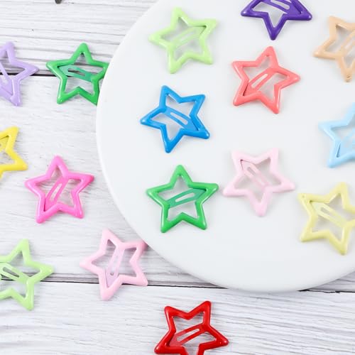 55pcs Colorful Star Hair Clips Set - Snap Barrettes for Girls