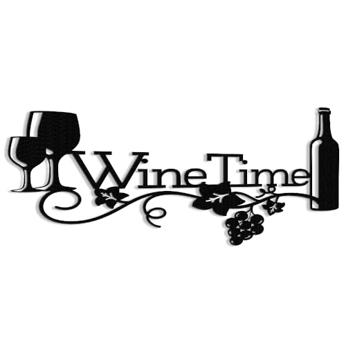 Vintage Farmhouse Wine Bar Metal Wall Art Sign - 16x8 Inches