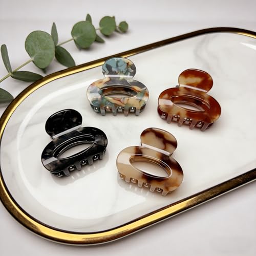 4-Piece Small Tortoiseshell Hair Claw Clips for Women, 1.8-Inch Mini Clips