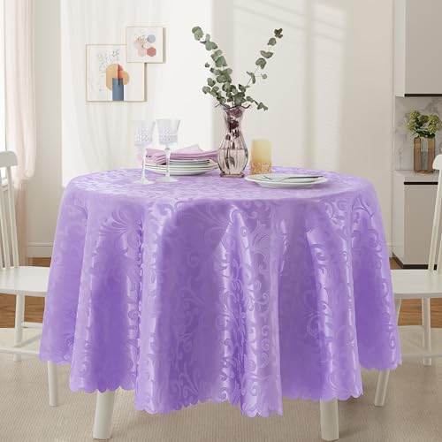 Light Purple Satin Round Tablecloth 60"x60" - Stain Resistant & Wrinkle-Free