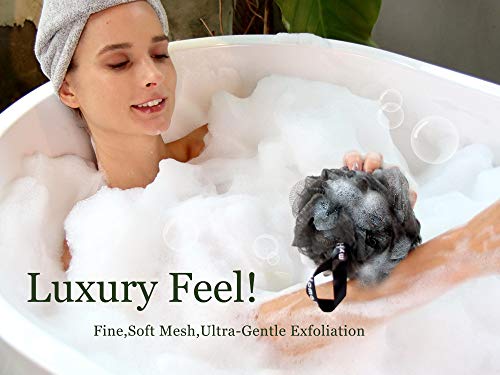 myHomeBody Large 70g Loofah Sponge 3 Pack - 2 Sage Green + 1 Graphite Gray