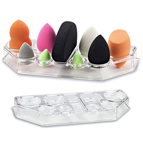BY ALEGORY Acrylic Makeup Sponge Organizer - 9 Space Drying Tray Stand