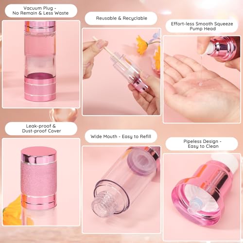 Segbeauty 3pcs Airless Lotion Dispenser Pump Bottles - 30ml Refillable Travel Containers for Skincare