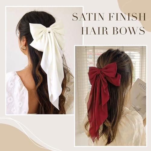 TOKUFAGU 10 Colors Big Hair Bows for Women & Girls - 10 Colors B Large 15 Inch Clip Barrettes