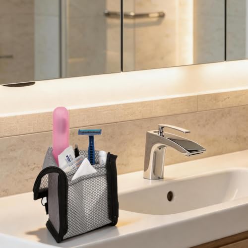 patu 2-Pack Black Transparent Waterproof Travel Toiletry Bags with Standing Triangle Base
