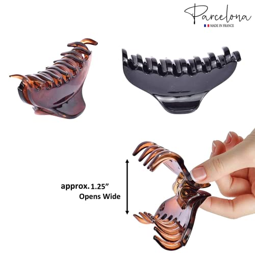 Parcelona French Small Black Hair Claw with No-Slip Grip