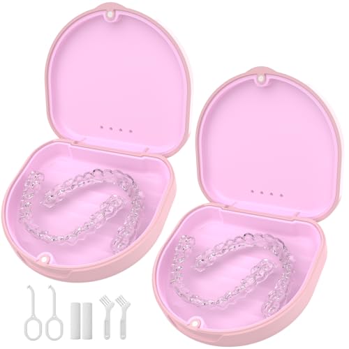 HEMILAB 2-Pack Slim Aligner Case with Vent Holes & Silicone Liner