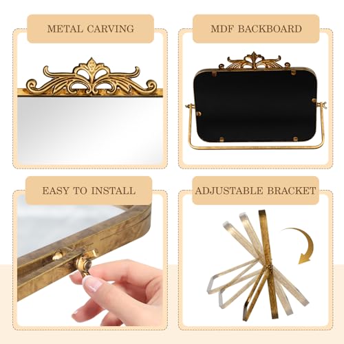 7.9" x 11.8" Antique Gold Rectangular Makeup Mirror - 360° Adjustable