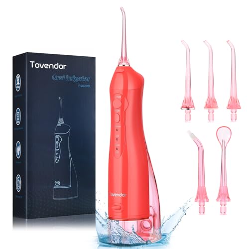 Tovendor Cordless Red Water Flosser - Powerful Dental Oral Irrigator